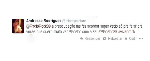 Ganhador Promo #Placebo89 no Twitter