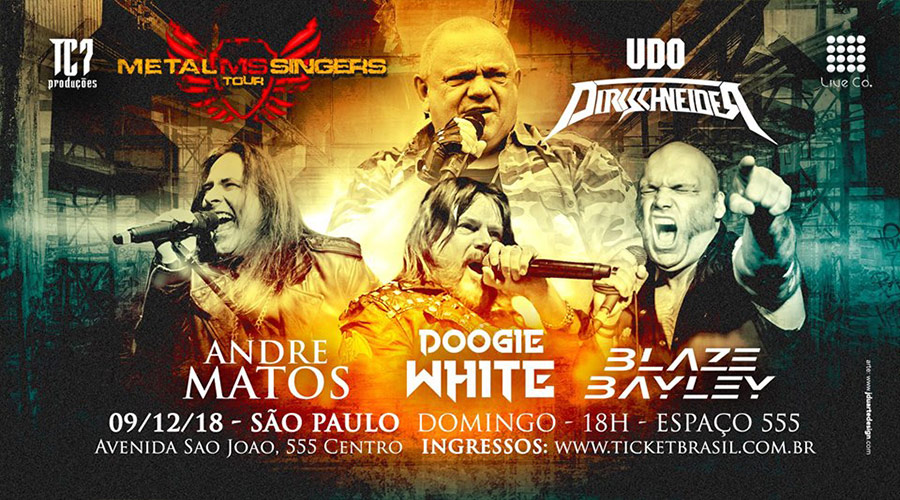 Metal Singers: Udo, Blaze Bayley, André Matos e Doogie White se apresentam em SP