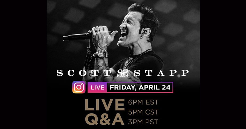 Scott Stapp, vocalista do Creed, anuncia live para esta sexta-feira