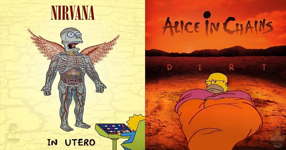 Simpsons invadem capas de discos de rock no Instagram