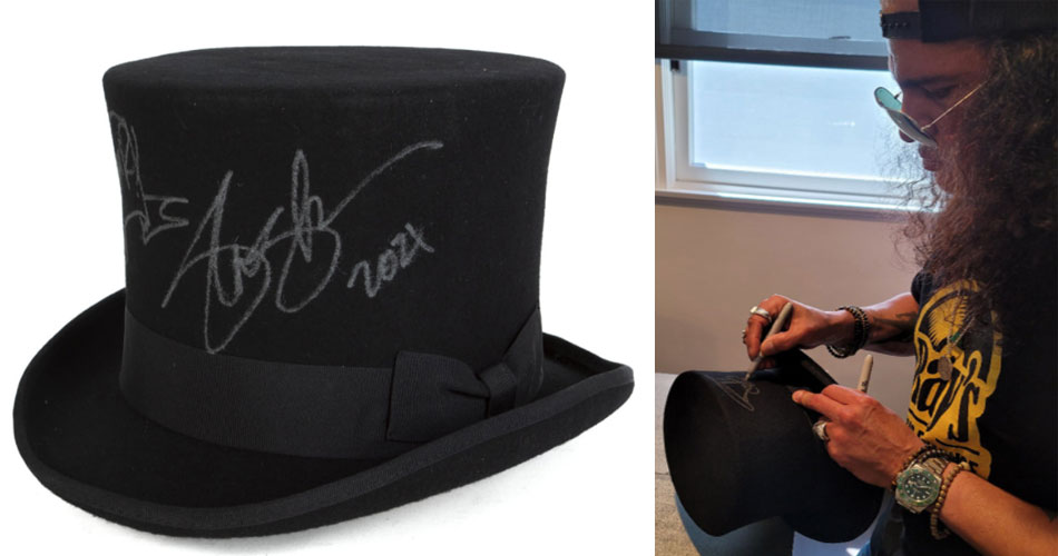Cartola autografada por Slash é vendida em leilão por mais de 60 mil reais