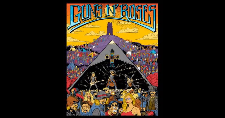 Guns N’Roses compartilha banner em animação de seu show em Glastonbury